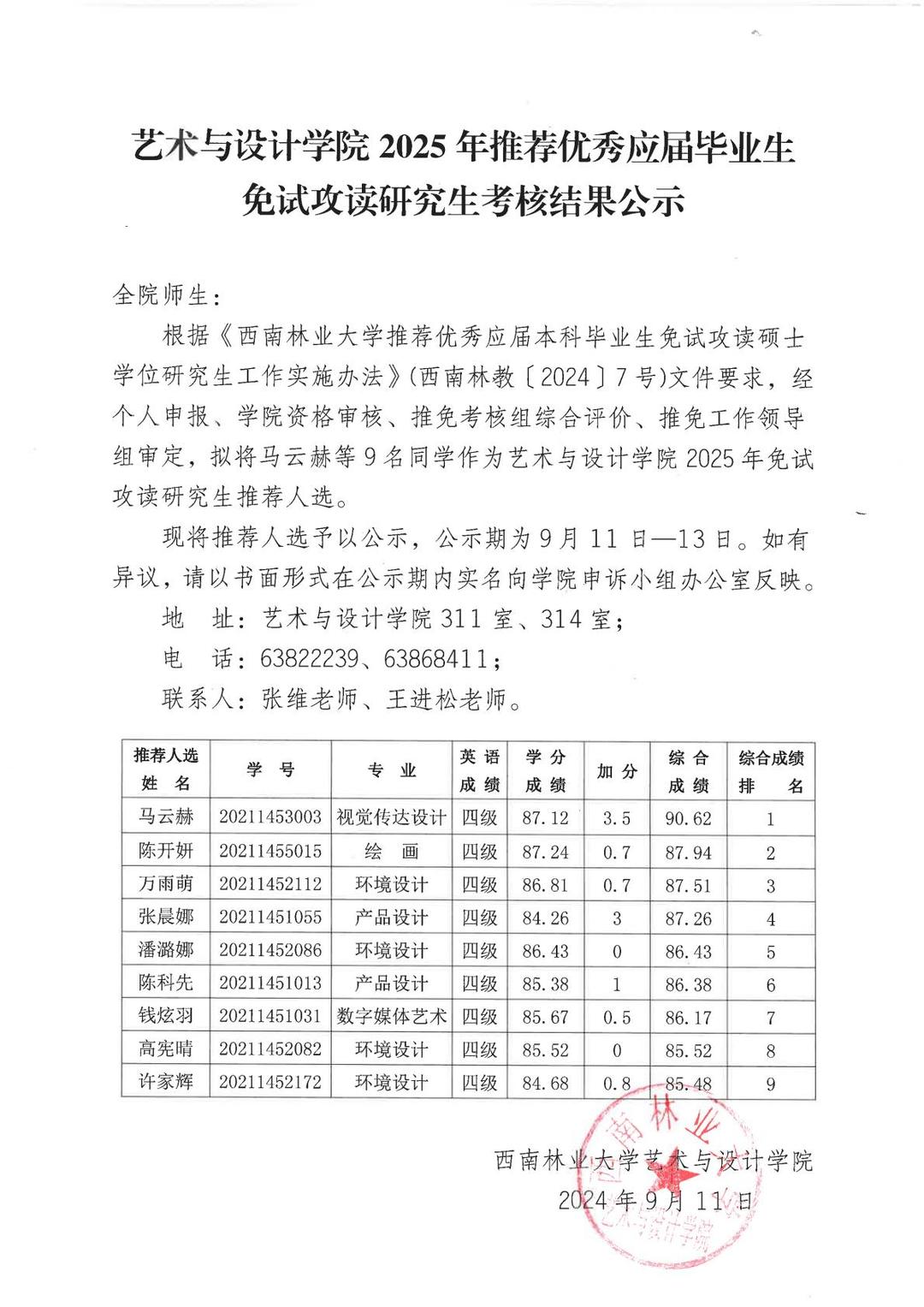 1727509904396971.jpg 藝術(shù)與設(shè)計學(xué)院2025年推薦優(yōu)秀應(yīng)屆畢業(yè)生免試攻讀研究生考核結(jié)果公示.jpg